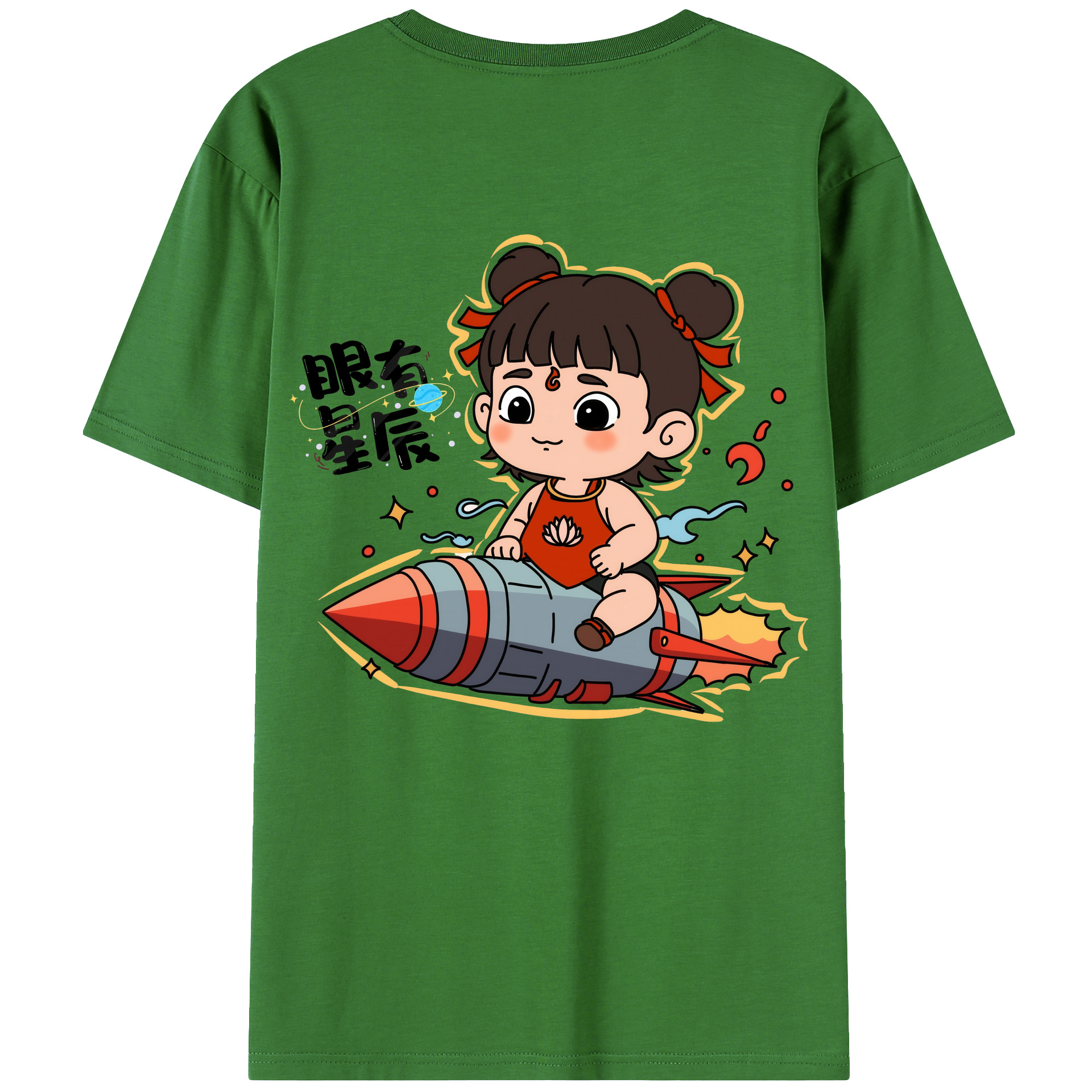 （画像用） Ne Zha 2 ナタ 魔童の大暴れ レディース半袖Tシャツ(バックプリント)